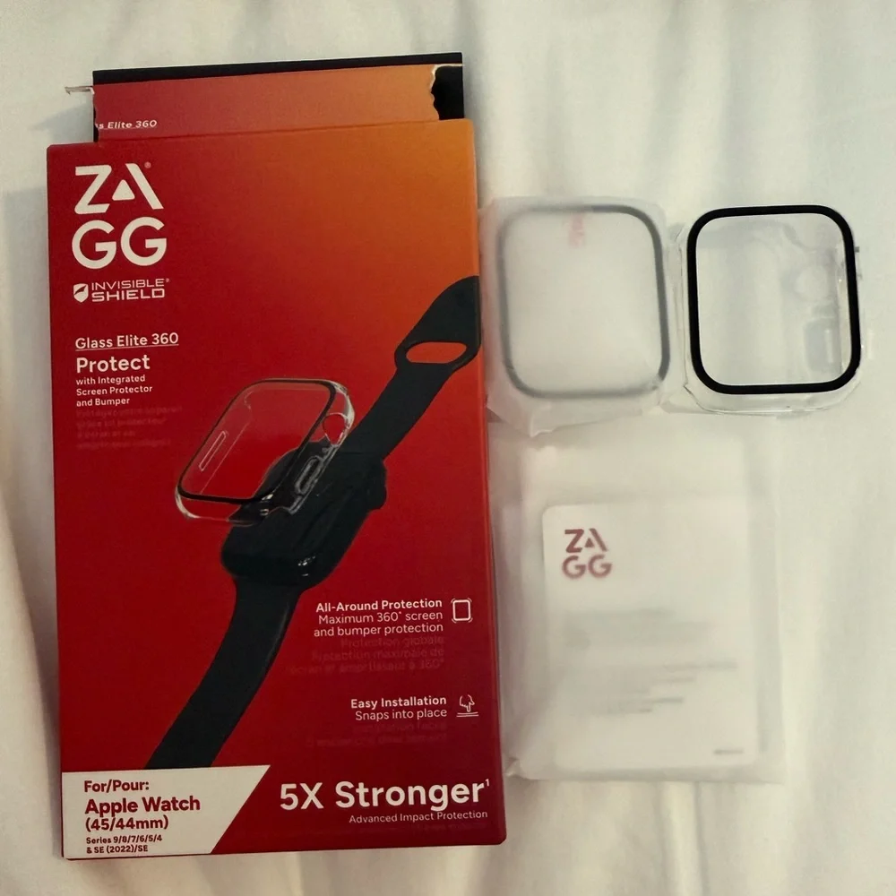 NWT ZAGG InvisibleShield Glass Elite 360 Bumper Protection Apple Watch 44 & 45mm